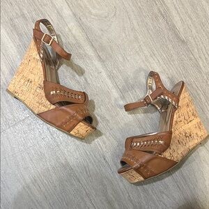 Soda Tan Wedge Sandals